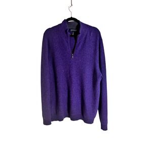 Harrison Davis 100% Cashmere Quarter Zip Sweater Men's XL Purple